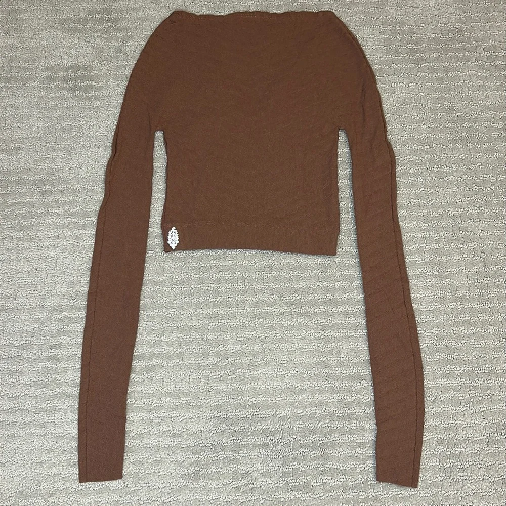 FREE PEOPLE | NWOT Gone Adrift Seamless Long Sleeve in Brown - Picture 2 of 2
